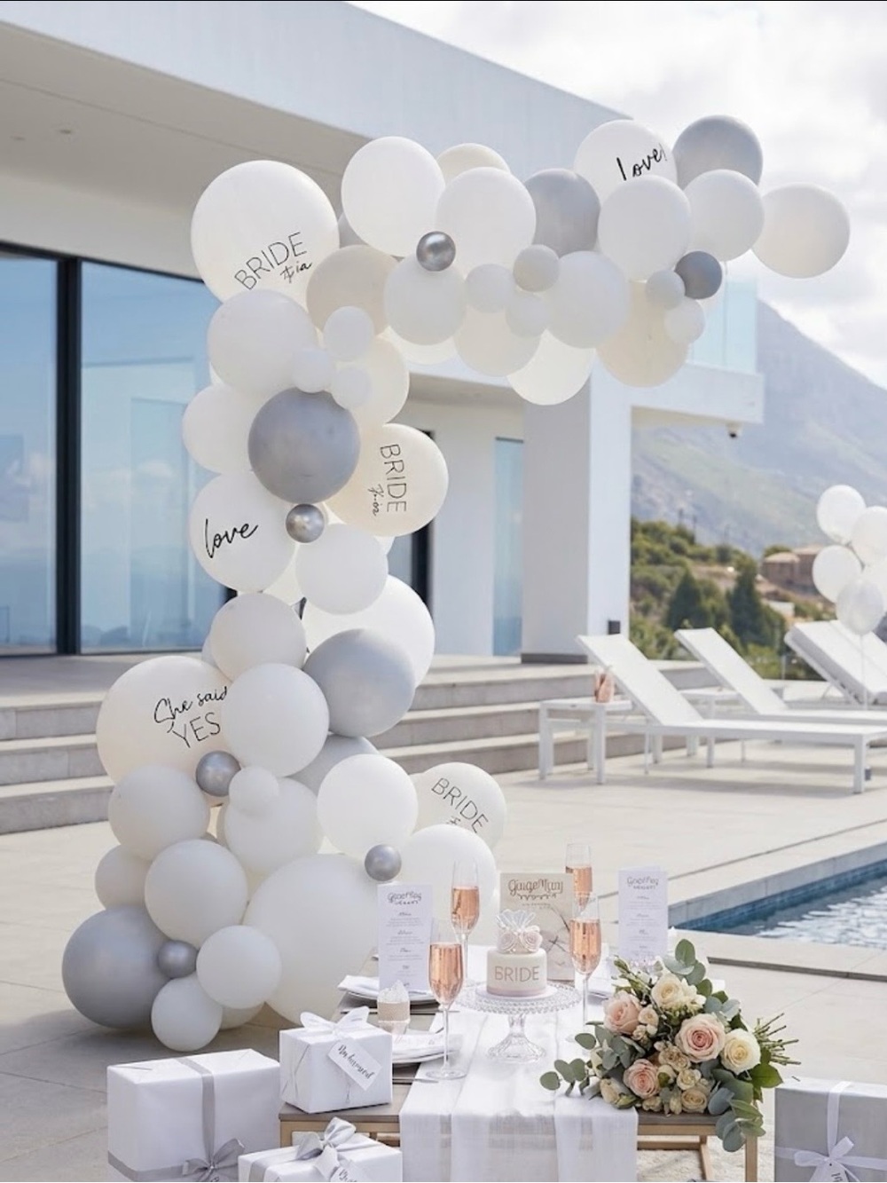 New Wedding Bridal Shower Bachelorette Ginger Ray White Balloon Backdrop Decor